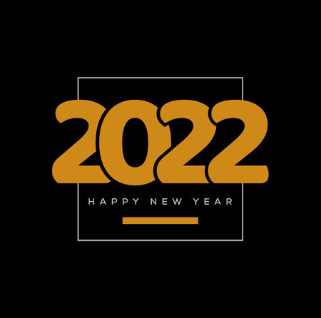 Happy new year 2022 greetings. 2022 in golden color text.のイラスト素材