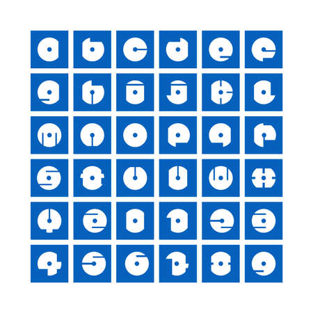 A to Z letters created by DVD Disc shape. ABCD with round shape. Symbolic letters.のイラスト素材