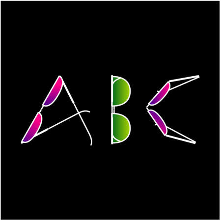 'ABC' letters made with colorful goggles. ABC spectacles letters.のイラスト素材