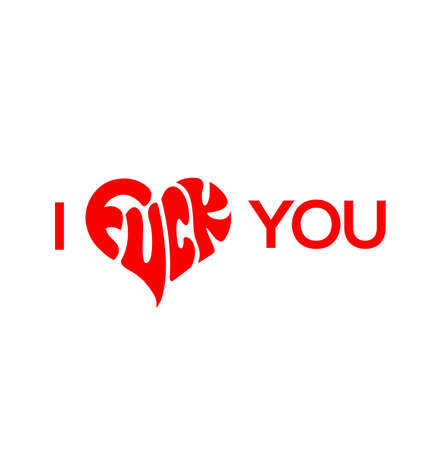 'I fuck you' written with red heart. Fuck you lettering .のイラスト素材