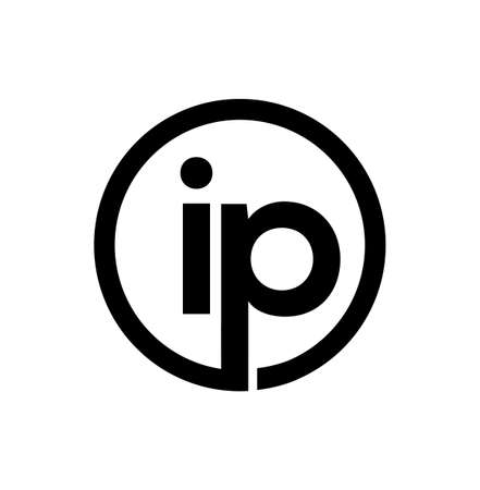 IP letters in a black circle. IP company monogram or sticker.のイラスト素材