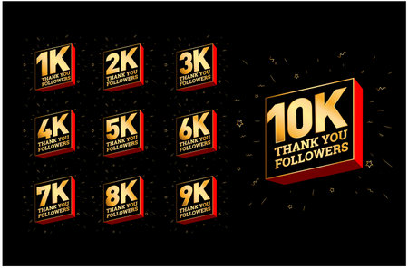 thank you followers social media post content. thank you followers golden sticker set.