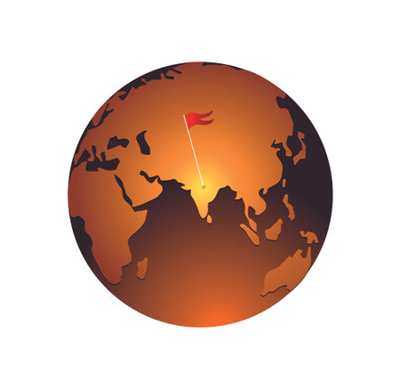 Hindu flag on golden earth. Golden earth with sanatan flag. hindu dharma and bharat.のイラスト素材