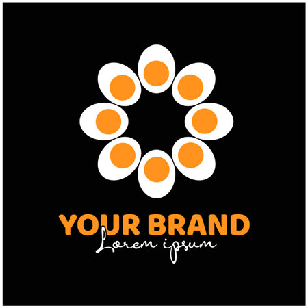 cut eggs selling shop company. eggs shop name symbol.のイラスト素材