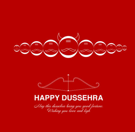 Happy Dussehra greetings with ten ravan face.のイラスト素材