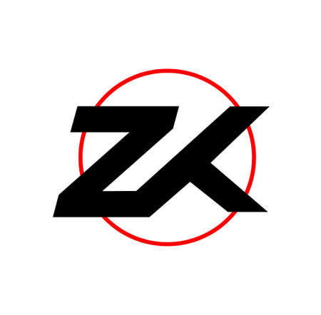 ZK company name letters monogram. ZK Brand name Logo.のイラスト素材