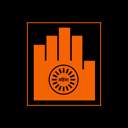 Jain religion symbol with orange color.のイラスト素材
