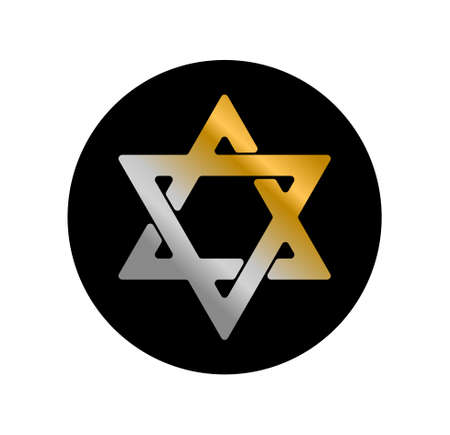 Jewish symbolism vector icon. The Star of David, is a symbol of Judaism as a religion silver and gold colors.のイラスト素材