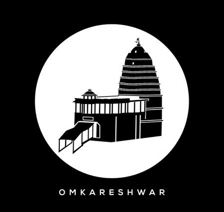 lord shiva (Omkareshwar Jyotirlinga) temple vector icon. Omkareshwar temple, Madhya Pradesh temple.のイラスト素材