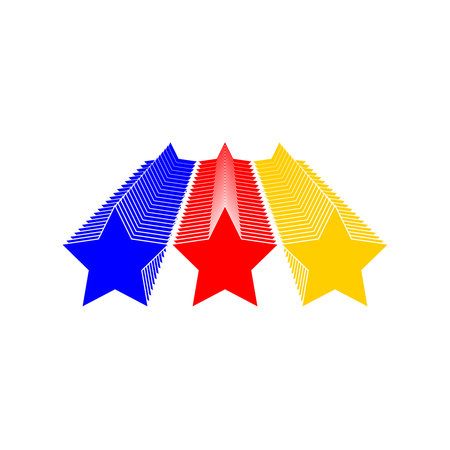 3 colorful stars. colorful stars vector.