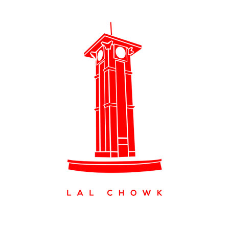 Lal Chouk tower vector icon. Red square of Kashmir tower icon.
