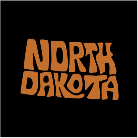 North Dakota state map typography. North Dakota map typography. North Dakota lettering.のイラスト素材