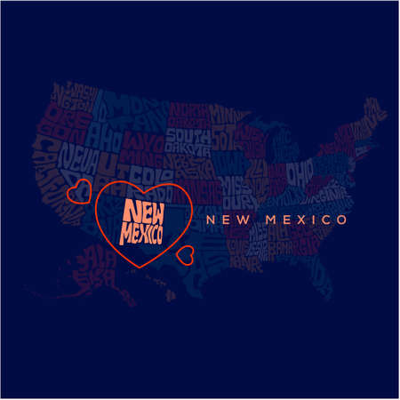 NEW MEXICO map typography. US states name map typographyのイラスト素材