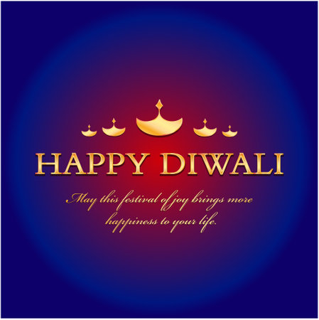 Happy diwali with golden diya and text. Happy diwali.のイラスト素材