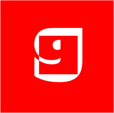 G brand name icon. Red small g Monogram.