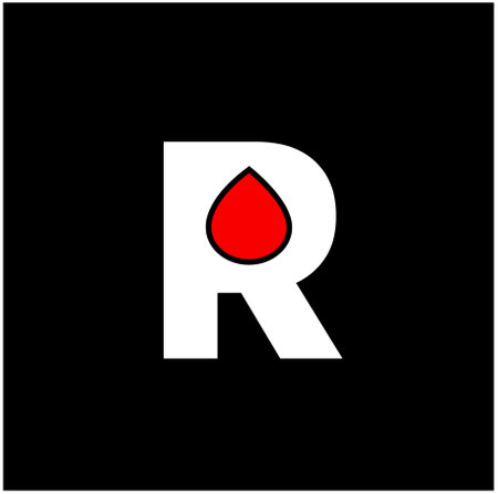 P drop brand icon. D letter with red drop monogram.のイラスト素材