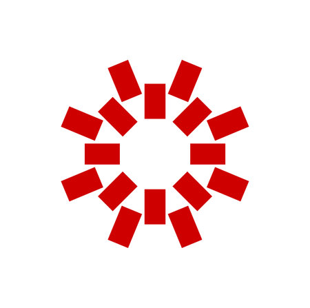 Red blocks makes a circle icon. red bricks mandala.のイラスト素材