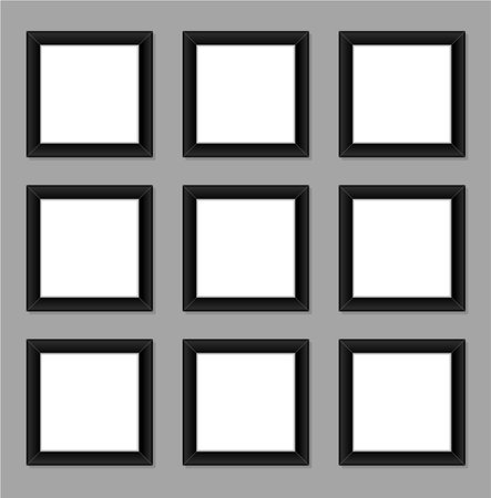 Nine blank photo frames mock up set.のイラスト素材