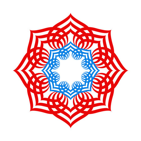 Blue red abstract connecting hearts round design.のイラスト素材