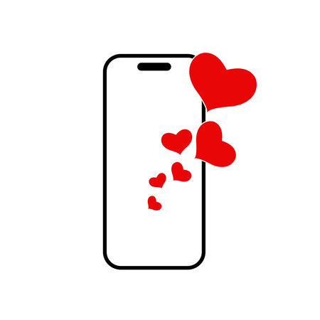 Red hearts come from the mobile vector.のイラスト素材