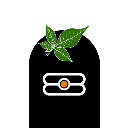 The lord Shiva linga with five leaf belpatra.のイラスト素材