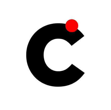 C letter with a red dot company monogram. letter C icon.のイラスト素材