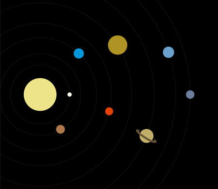Solar system vector. The Nine Planets on black background.のイラスト素材