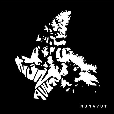Nunavut map lettering art. Nunavut map typo.のイラスト素材