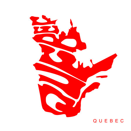 Quebec map typography art. Quebec lettering.のイラスト素材