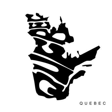 Quebec state map typography. Quebec map lettering.のイラスト素材