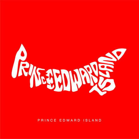 Prince Edward Island map lettering. Prince Edward Island map typo.のイラスト素材