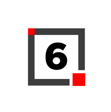 6 number with square box icon. 6 box monogram.のイラスト素材