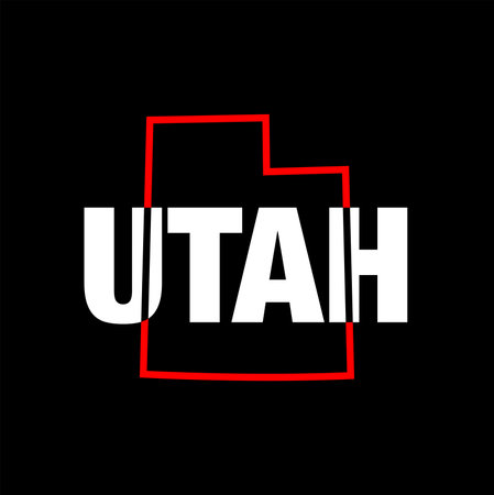 Utah map typography with map vector illustration.のイラスト素材