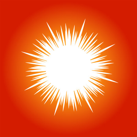 The white sun on orange background. powerful light of sun.のイラスト素材