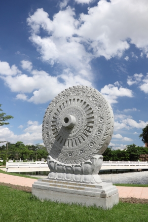Buddhism Symbol Wheel of Life temple in thailand.の写真素材