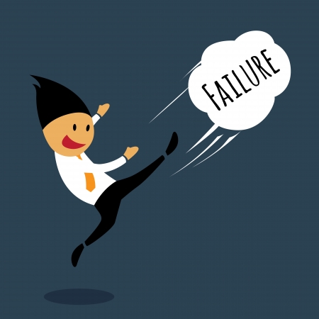 Businessman failure emotions by kicking away, conceptual illustration vector.のイラスト素材