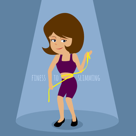 Slimming lady with measuring tape illustrationのイラスト素材