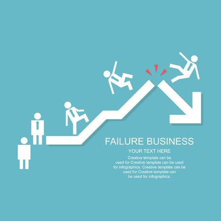 Character of businessman with rising up arrow but falling down on the topのイラスト素材