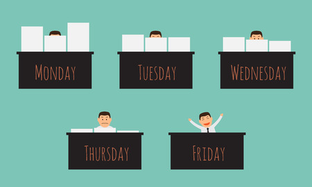 Officer working on the week illustrationのイラスト素材