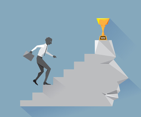 Businessman walking up stairs, Business conceptual, illustration vector design.のイラスト素材