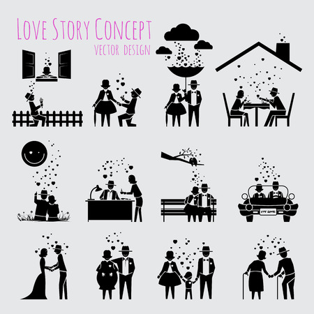Love story concept, Icon set, illustration design.のイラスト素材