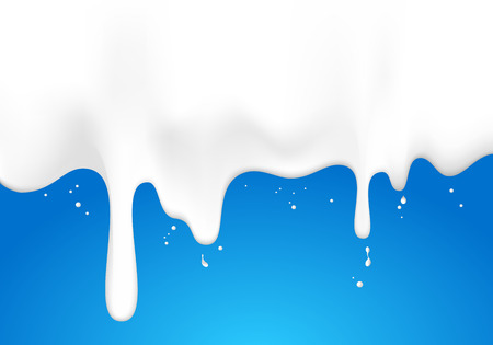 Milk flowed and dripping on a blue background, Vector illustration and design.のイラスト素材