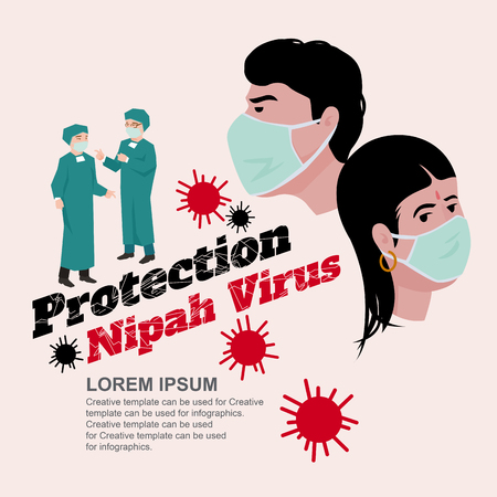 Protection Nipah Virus infection (NiV) is both human and animals, vector illustration and design.のイラスト素材