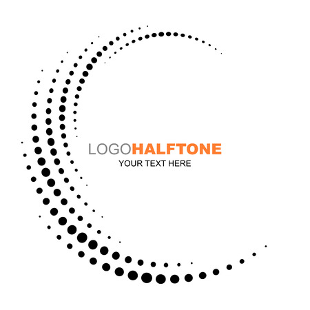 Abstract curve shaped with halftone technic printing, vector illustration and design.のイラスト素材