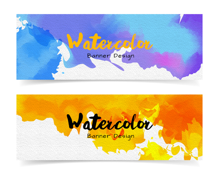 Banner with abstract watercolor painting on paper, vector illustration design.のイラスト素材