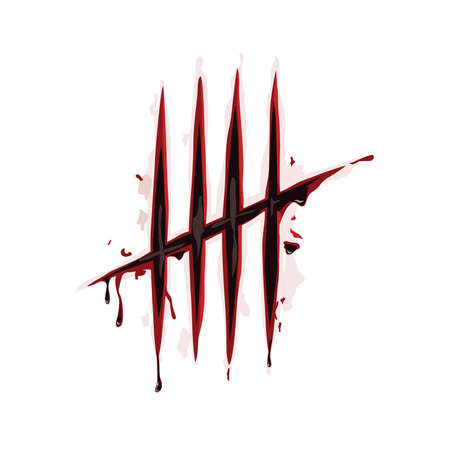 Abstract art drawing tally mark on wall with blood, Vector illustration and flat design.のイラスト素材