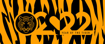 Tiger skin pattern background banner with 2022 calendar concept, tiger of the year, vector...