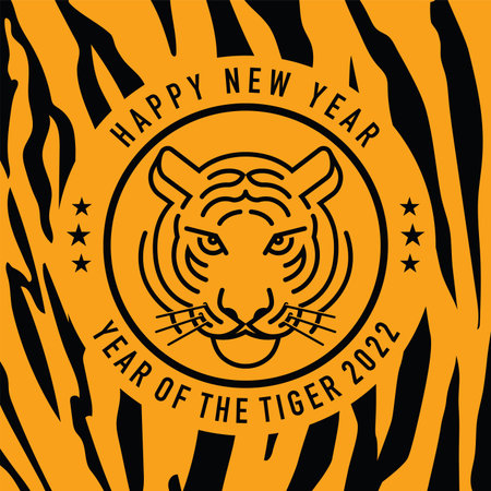 Tiger skin pattern background banner with 2022 calendar concept, tiger of the year, vector illustration and flat design.のイラスト素材