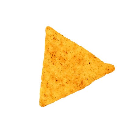 Mexican nachos, tortilla chips isolated on white backgroundの写真素材