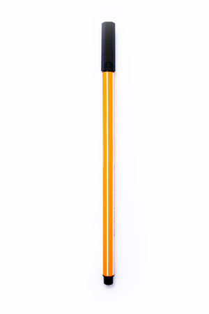 Simple Yellow black pen isolated on white backgroundの写真素材